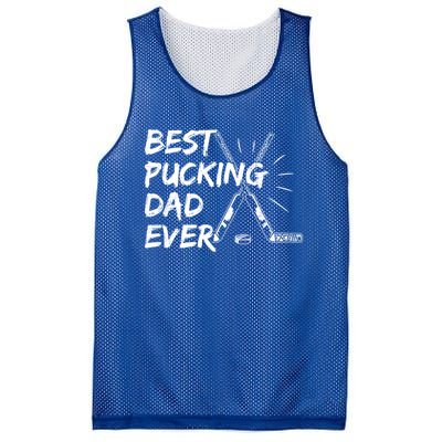 Best Pucking Dad Ever Pun For Your Ice Hockey Dad Meaningful Gift Mesh Reversible Basketball Jersey Tank