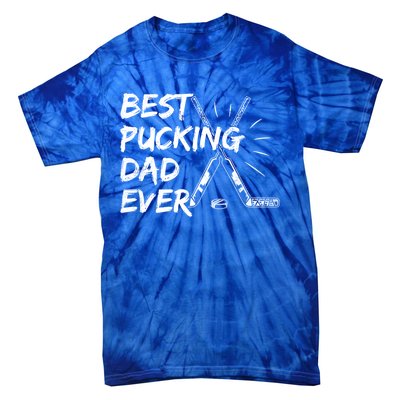 Best Pucking Dad Ever Pun For Your Ice Hockey Dad Meaningful Gift Tie-Dye T-Shirt