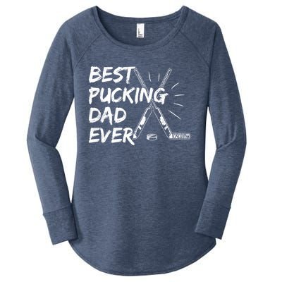 Best Pucking Dad Ever Pun For Your Ice Hockey Dad Meaningful Gift Women's Perfect Tri Tunic Long Sleeve Shirt