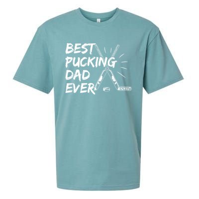 Best Pucking Dad Ever Pun For Your Ice Hockey Dad Meaningful Gift Sueded Cloud Jersey T-Shirt