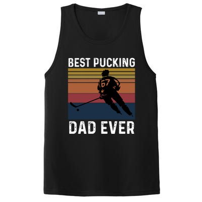 Best Pucking Dad Ever Funny Fathers Day Hockey Pun Gift PosiCharge Competitor Tank