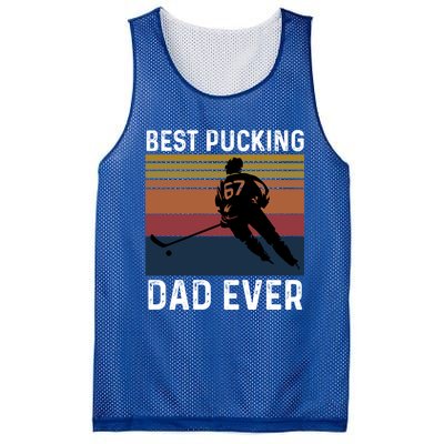 Best Pucking Dad Ever Funny Fathers Day Hockey Pun Gift Mesh Reversible Basketball Jersey Tank