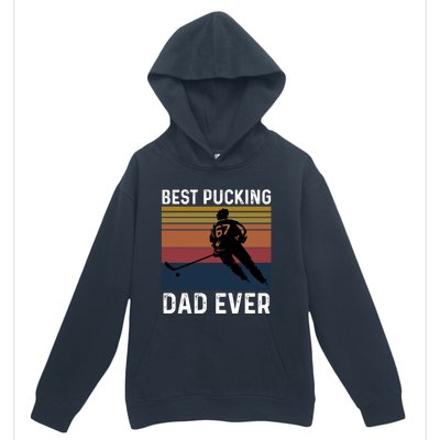 Best Pucking Dad Ever Funny Fathers Day Hockey Pun Gift Urban Pullover Hoodie