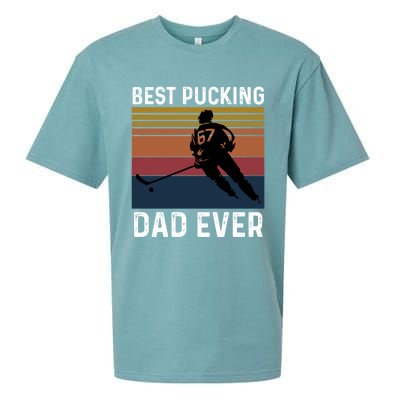 Best Pucking Dad Ever Funny Fathers Day Hockey Pun Gift Sueded Cloud Jersey T-Shirt