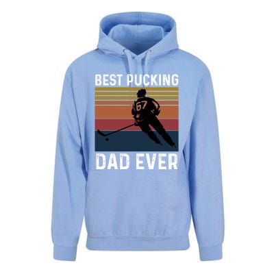 Best Pucking Dad Ever Funny Fathers Day Hockey Pun Gift Unisex Surf Hoodie