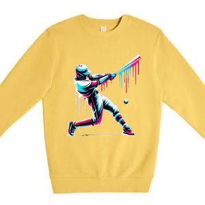 Baseball Player Drip Gift Premium Crewneck Sweatshirt