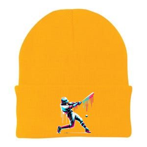 Baseball Player Drip Gift Knit Cap Winter Beanie