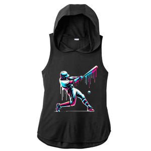 Baseball Player Drip Gift Ladies PosiCharge Tri-Blend Wicking Draft Hoodie Tank