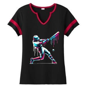 Baseball Player Drip Gift Ladies Halftime Notch Neck Tee