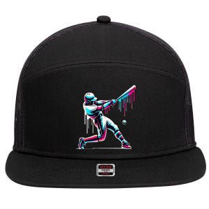 Baseball Player Drip Gift 7 Panel Mesh Trucker Snapback Hat