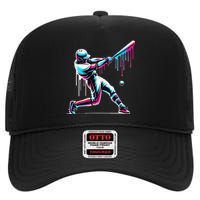 Baseball Player Drip Gift High Crown Mesh Back Trucker Hat