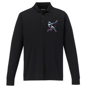 Baseball Player Drip Gift Performance Long Sleeve Polo