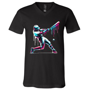 Baseball Player Drip Gift V-Neck T-Shirt