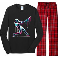 Baseball Player Drip Gift Long Sleeve Pajama Set