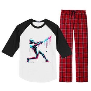 Baseball Player Drip Gift Raglan Sleeve Pajama Set