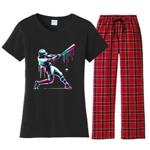 Baseball Player Drip Gift Women's Flannel Pajama Set