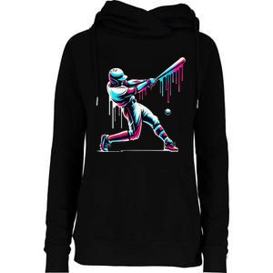 Baseball Player Drip Gift Womens Funnel Neck Pullover Hood