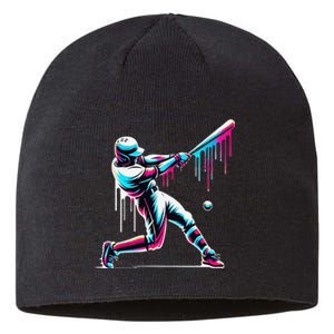 Baseball Player Drip Gift Sustainable Beanie