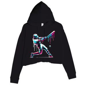 Baseball Player Drip Gift Crop Fleece Hoodie