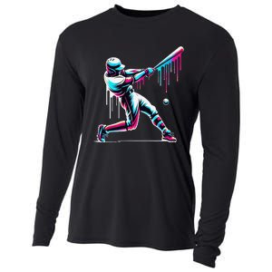 Baseball Player Drip Gift Cooling Performance Long Sleeve Crew