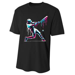 Baseball Player Drip Gift Performance Sprint T-Shirt