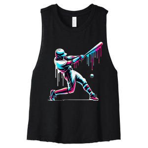 Baseball Player Drip Gift Women's Racerback Cropped Tank