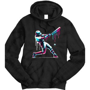 Baseball Player Drip Gift Tie Dye Hoodie