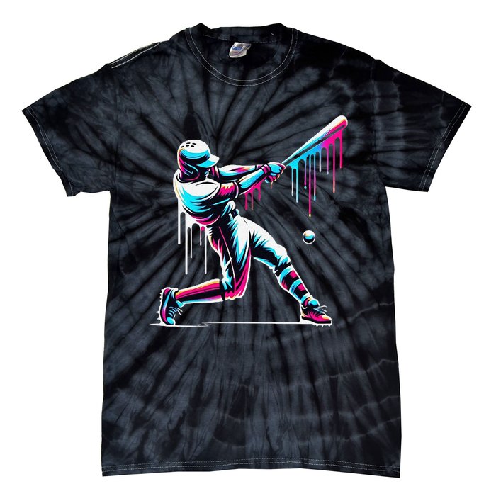 Baseball Player Drip Gift Tie-Dye T-Shirt