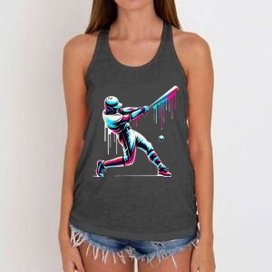 Baseball Player Drip Gift Women's Knotted Racerback Tank