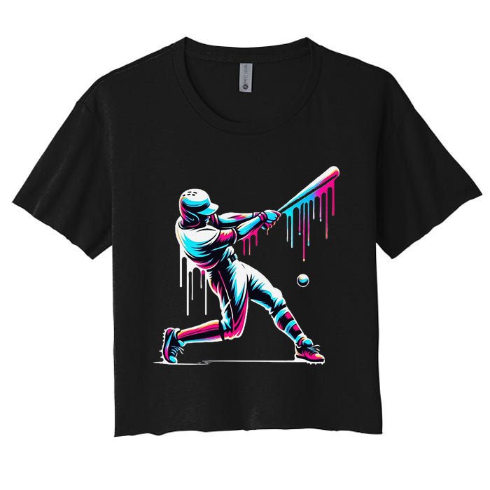 Baseball Player Drip Gift Women's Crop Top Tee