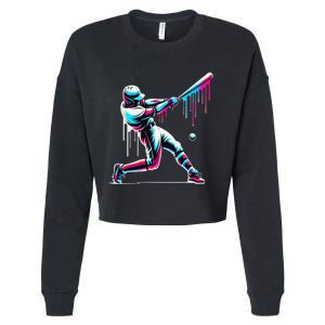 Baseball Player Drip Gift Cropped Pullover Crew