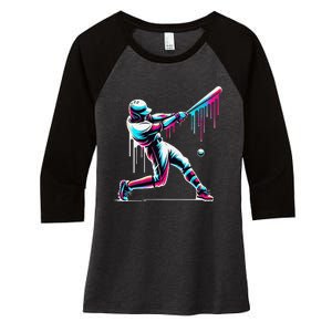 Baseball Player Drip Gift Women's Tri-Blend 3/4-Sleeve Raglan Shirt