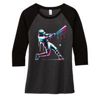 Baseball Player Drip Gift Women's Tri-Blend 3/4-Sleeve Raglan Shirt