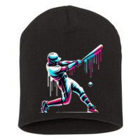 Baseball Player Drip Gift Short Acrylic Beanie