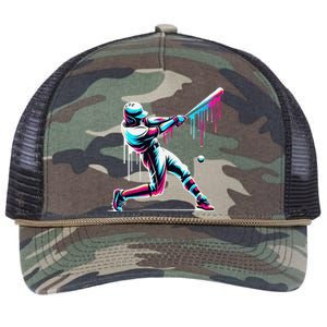 Baseball Player Drip Gift Retro Rope Trucker Hat Cap