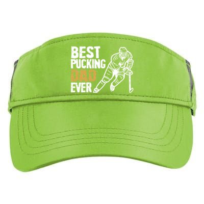 Best Pucking Dad Ever Retro Ice Hockey Coach On Father's Day Gift Adult Drive Performance Visor