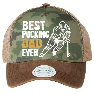 Best Pucking Dad Ever Retro Ice Hockey Coach On Father's Day Gift Legacy Tie Dye Trucker Hat