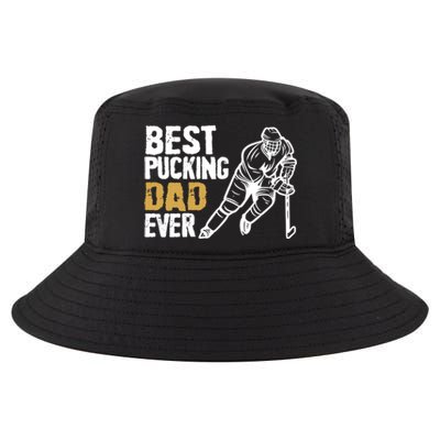 Best Pucking Dad Ever Retro Ice Hockey Coach On Father's Day Gift Cool Comfort Performance Bucket Hat