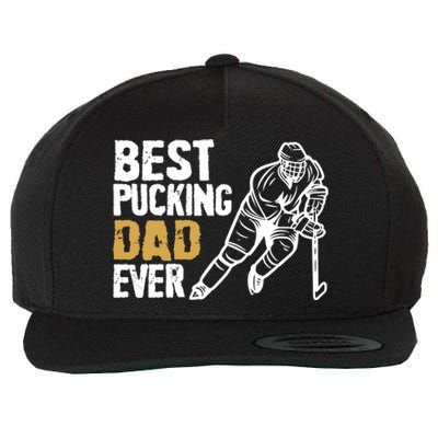 Best Pucking Dad Ever Retro Ice Hockey Coach On Father's Day Gift Wool Snapback Cap