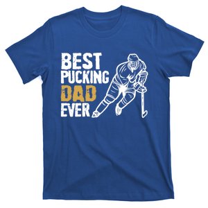 Best Pucking Dad Ever Retro Ice Hockey Coach On Father's Day Gift T-Shirt