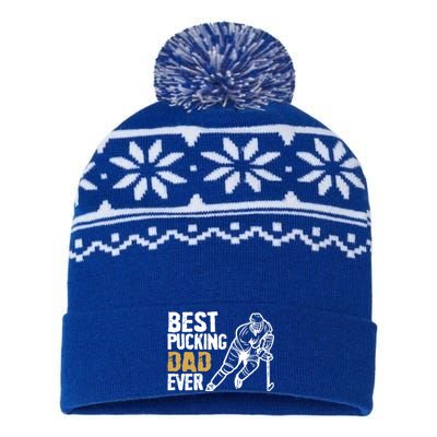 Best Pucking Dad Ever Retro Ice Hockey Coach On Father's Day Gift USA-Made Snowflake Beanie