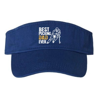 Best Pucking Dad Ever Retro Ice Hockey Coach On Father's Day Gift Valucap Bio-Washed Visor