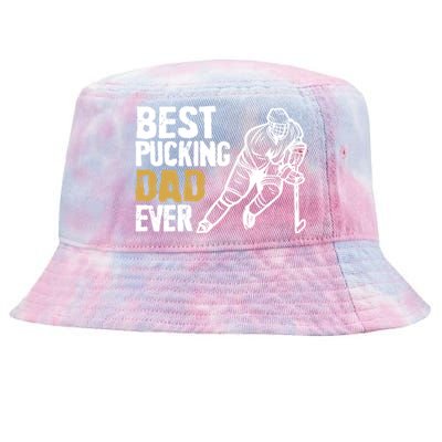 Best Pucking Dad Ever Retro Ice Hockey Coach On Father's Day Gift Tie-Dyed Bucket Hat