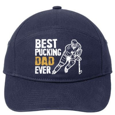 Best Pucking Dad Ever Retro Ice Hockey Coach On Father's Day Gift 7-Panel Snapback Hat