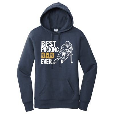 Best Pucking Dad Ever Retro Ice Hockey Coach On Father's Day Gift Women's Pullover Hoodie