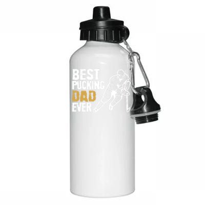 Best Pucking Dad Ever Retro Ice Hockey Coach On Father's Day Gift Aluminum Water Bottle