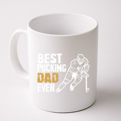 Best Pucking Dad Ever Retro Ice Hockey Coach On Father's Day Gift Coffee Mug