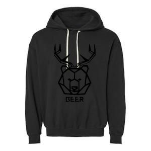 Bear plus Deer Equals Beer Hunting Animal Beer Drinking Garment-Dyed Fleece Hoodie