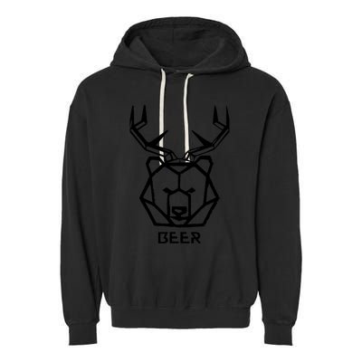 Bear plus Deer Equals Beer Hunting Animal Beer Drinking Garment-Dyed Fleece Hoodie