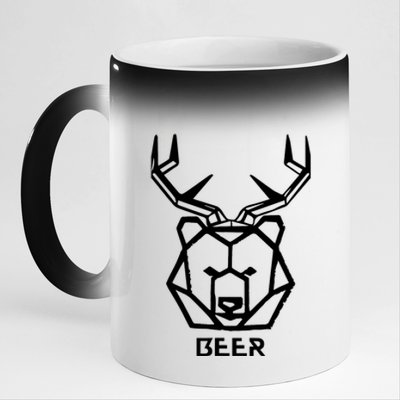 Bear plus Deer Equals Beer Hunting Animal Beer Drinking 11oz Black Color Changing Mug